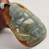 糯冰种晴水褐红黄翡缅甸翡翠A货玉佛挂件