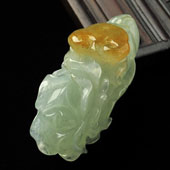 糯冰种晴水黄翡缅甸翡翠A货白菜挂件