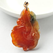 冰种红翡飘花缅甸翡翠A货如意挂件