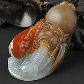 糯冰种三彩缅甸翡翠A货寿星头挂件
