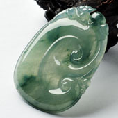 冰种飘花缅甸翡翠A货如意挂件