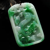 糯冰种飘翠缅甸翡翠A货龙牌挂件