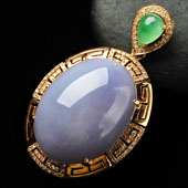 糯冰种紫罗兰缅甸翡翠A货镶玫瑰金胸坠（真钻）