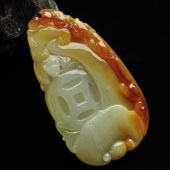 糯冰种红黄翡缅甸翡翠A货福在眼前挂件