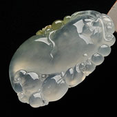 冰种晴水缅甸翡翠A货福瓜挂件