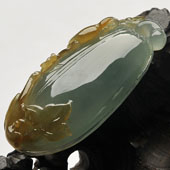 冰种晴水褐黄翡缅甸翡翠A货福瓜挂件