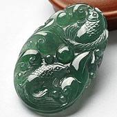 （超值推荐）冰种蓝水缅甸翡翠A货年年有余挂件