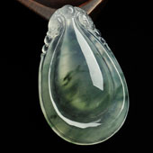 冰玻种飘花缅甸翡翠A货双龙如意挂件