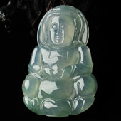 冰种晴水缅甸翡翠A货观音挂件