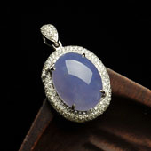 冰种紫罗兰缅甸翡翠A货镶白金胸坠（真钻）