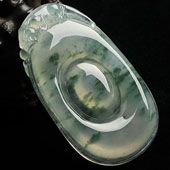 冰玻种飘花缅甸翡翠A货福在眼前挂件