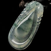 冰玻种飘花缅甸翡翠A货双龙如意挂件