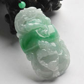 糯冰种飘翠缅甸翡翠A货龙如意挂件