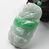 糯冰种飘翠缅甸翡翠A货龙如意挂件