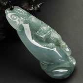 冰种飘花缅甸翡翠A货如意寿挂件