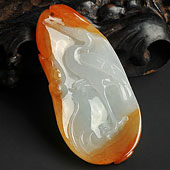 冰种红黄翡缅甸翡翠A货一路连科挂件