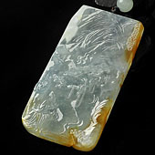 冰种晴水褐黄翡飘花缅甸翡翠A货深山访友挂件