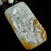 冰种褐黄翡飘花缅甸翡翠A货知音挂件