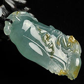 冰种晴水褐黄翡缅甸翡翠A货玉兰花挂件