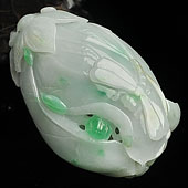 糯冰种飘翠缅甸翡翠A货玉兰花挂件