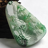 冰种飘翠缅甸翡翠A货深山访友挂件