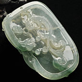 冰种飘花缅甸翡翠A货一夜成龙挂件