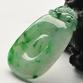 糯冰种飘翠缅甸翡翠A货福在眼前挂件