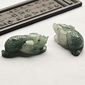 糯冰种晴水缅甸翡翠A货招财进宝挂件（一对）