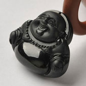 细糯种墨翠缅甸翡翠A货玉佛挂件