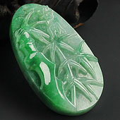 糯冰种翠色缅甸翡翠A货竹报平安挂件