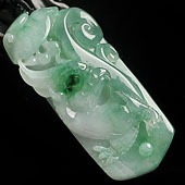 糯冰种晴水略飘翠缅甸翡翠A货凤来仪挂件