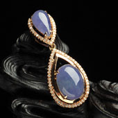 糯冰种紫罗兰缅甸翡翠A货镶玫瑰金胸坠（真钻）