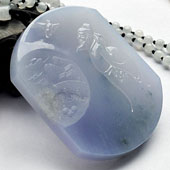 冰种紫罗兰略飘花缅甸翡翠A货怀远挂件