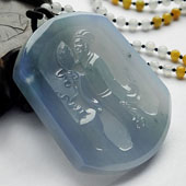 冰种紫罗兰缅甸翡翠A货诸葛孔明挂件