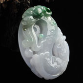 糯冰种春带彩缅甸翡翠A货龙行如意挂件