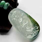 冰种晴水略带黄翡缅甸翡翠A货凤牌挂件