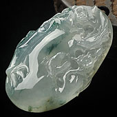 冰种飘花缅甸翡翠A货喜上眉梢挂件