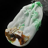 糯冰种三彩缅甸翡翠A货竹报平安挂件