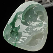 冰种飘翠缅甸翡翠A货龙头挂件