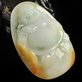 糯冰种三彩缅甸翡翠A货玉佛挂件