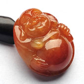 糯冰种红黄翡缅甸翡翠A货玉佛挂件