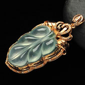 冰种晴水缅甸翡翠A货镶玫瑰金金枝玉叶胸坠（真钻）