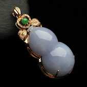 糯冰种紫罗兰缅甸翡翠A货镶玫瑰金葫芦胸坠（真钻）