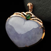 糯冰种紫罗兰缅甸翡翠A货镶玫瑰金心心相印胸坠（真钻）