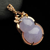 糯冰种紫罗兰缅甸翡翠A货镶玫瑰金葫芦胸坠（真钻）
