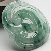 冰种飘花缅甸翡翠A货如意挂件