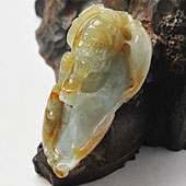 糯冰种褐黄翡缅甸翡翠A货渔翁得利挂件