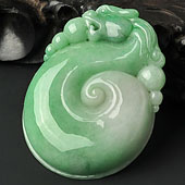 糯冰种翠色缅甸翡翠A货龙行如意挂件