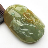 糯冰种晴水褐黄翡缅甸翡翠A货吉祥如意挂件