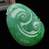 糯冰种翠色缅甸翡翠A货如意挂件